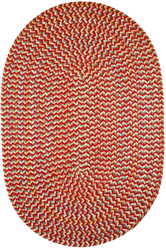 Rhody Rug Cypress CY47 Brilliant Red Braided Rug - Oval