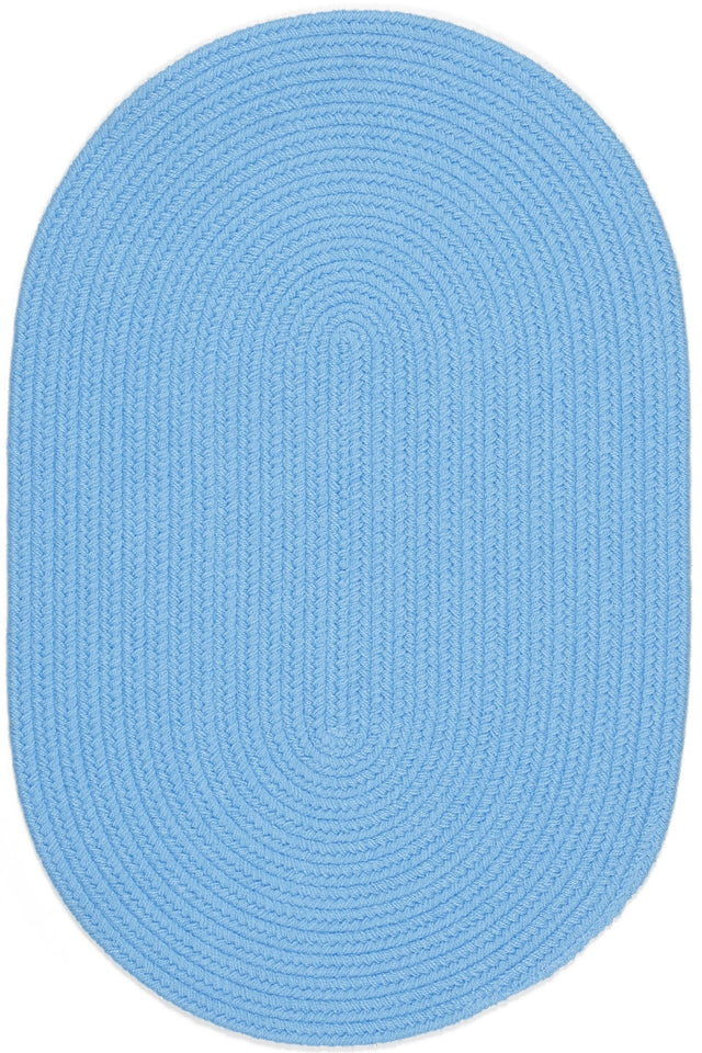 Rhody Rug Happy Braids HB07 Solid Aqua Blue Braided Rug - Oval