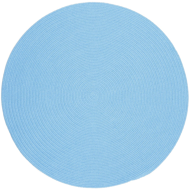 Rhody Rug Happy Braids HB07 Solid Aqua Blue Braided Rug - Round