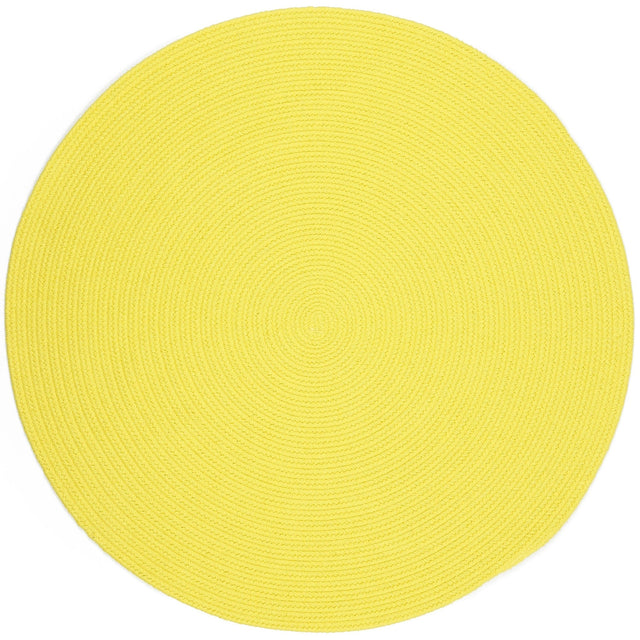 Rhody Rug Happy Braids HB14 Solid Yellow Braided Rug - Round