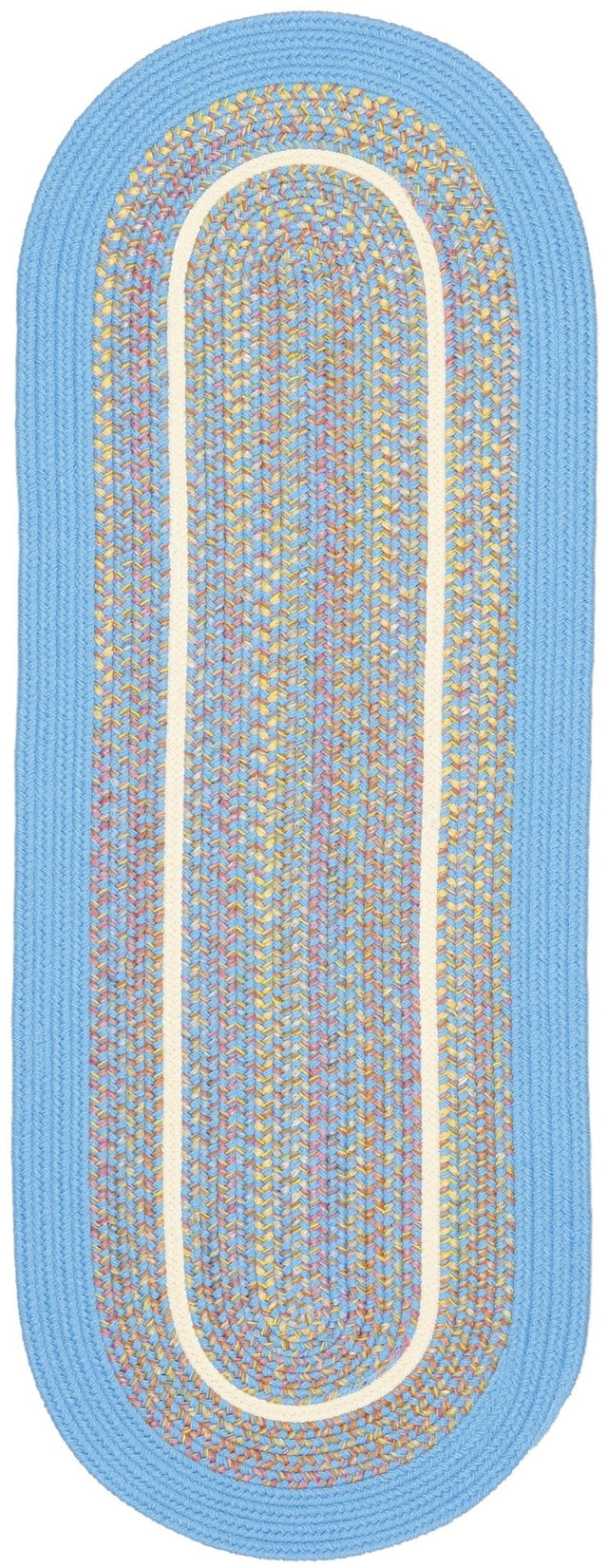 Rhody Rug Kids' Isle KI07 Aqua Blue Braided Rug - Runner