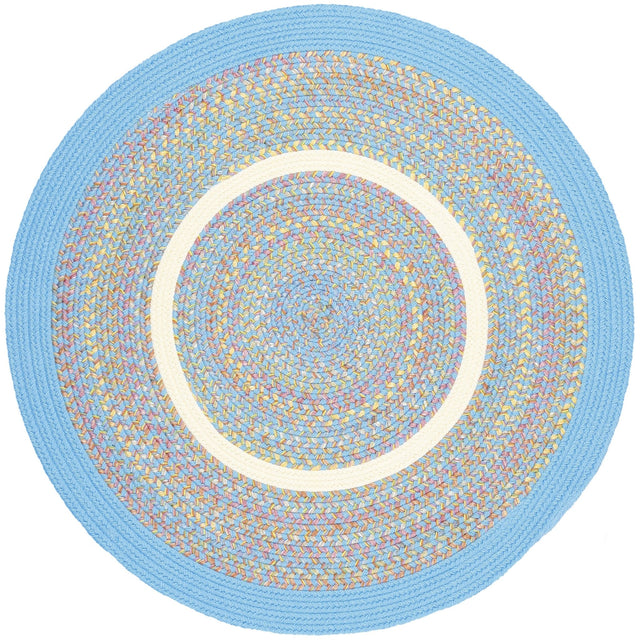 Rhody Rug Kids' Isle KI07 Aqua Blue Braided Rug - Round