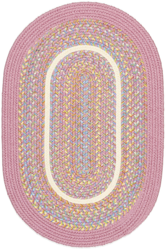 Rhody Rug Kids' Isle KI08 Pink Braided Rug - Oval