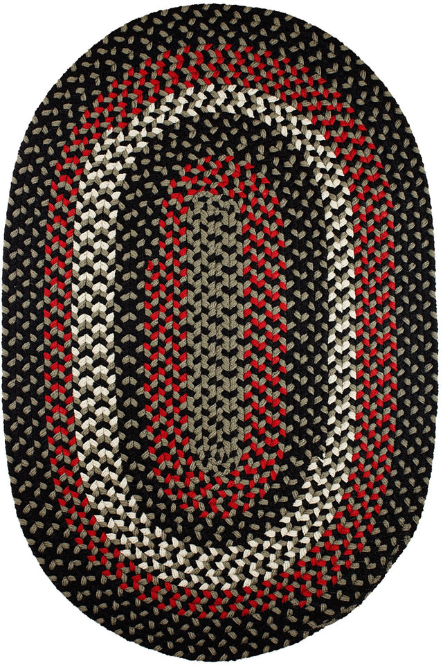 Rhody Rug Manhattan MA84 Black Satin Braided Rug - Oval
