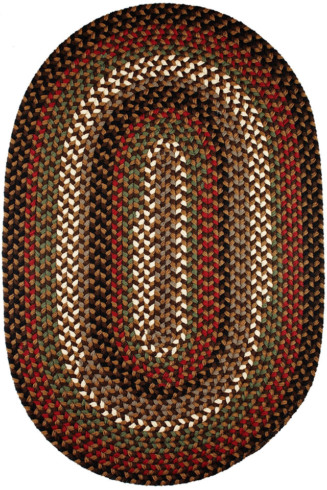 Rhody Rug Mayflower MF33 Brown Fudge Braided Rug - Oval