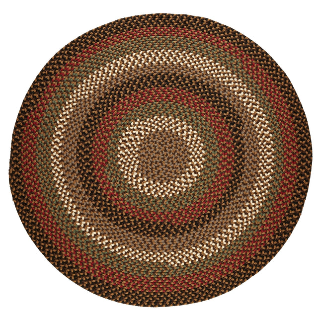 Rhody Rug Mayflower MF33 Brown Fudge Braided Rug - Round