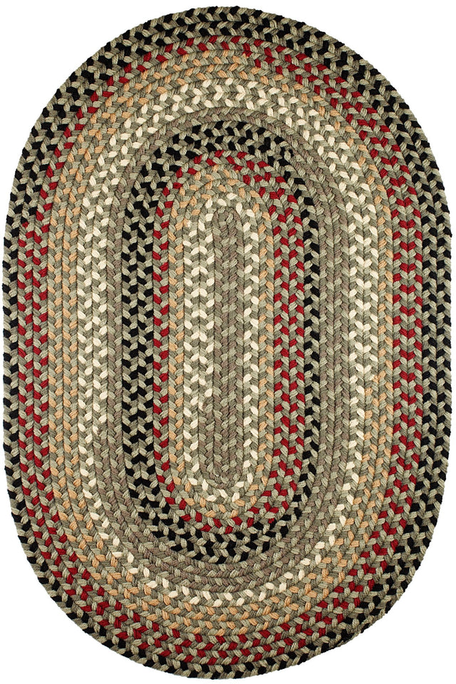 Rhody Rug Mayflower MF63 Forest Green Braided Rug - Oval