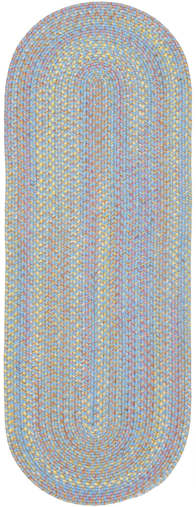 Rhody Rug Playtime PT07 Aqua Blue Braided Rug - Runner