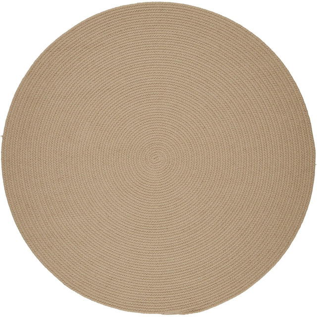 Rhody Rug Solid Poly S003 Beige Braided Rug - Round