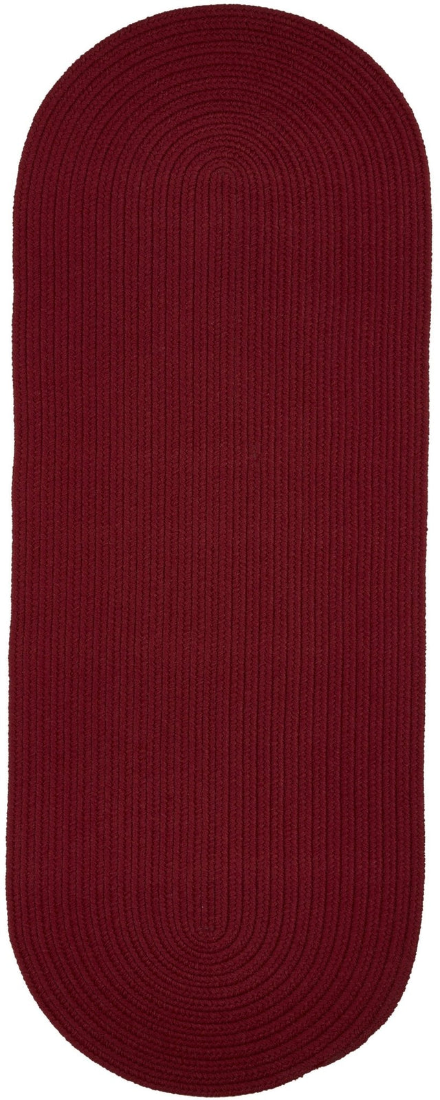 Rhody Rug Solid Poly S005 Colonial Red Braided Rug - Runner
