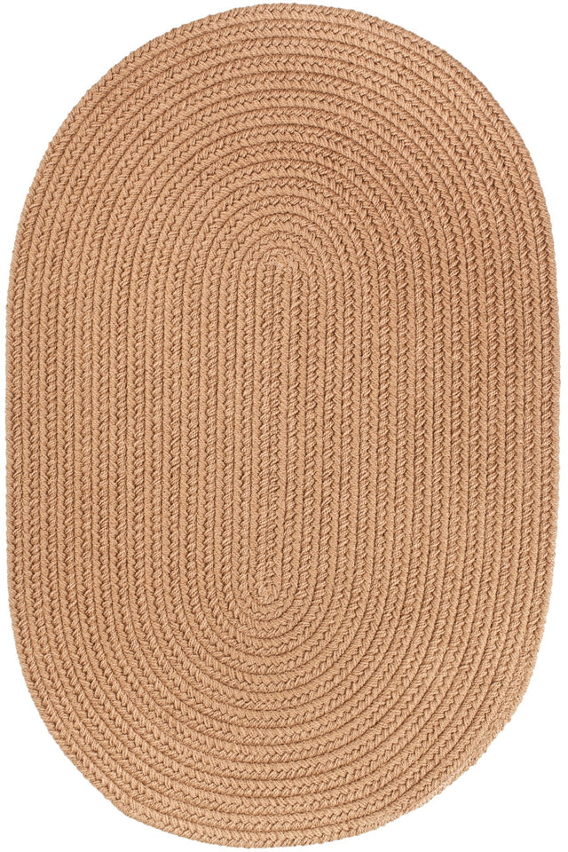 Rhody Rug Solid Poly S006 Camel Braided Rug - Oval