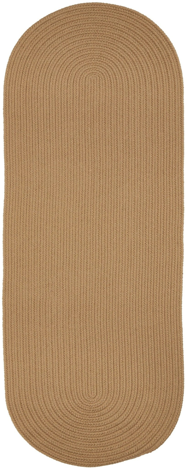 Rhody Rug Solid Poly S006 Camel Braided Rug - Runner