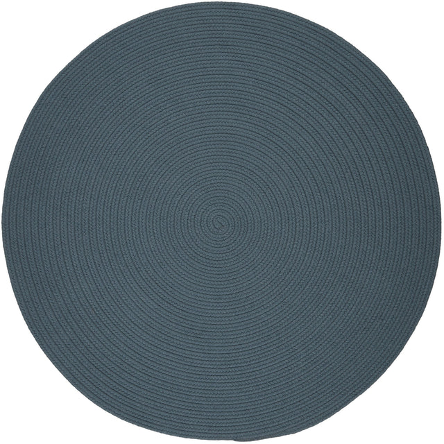 Rhody Rug Solid Poly S009 Ocean Blue Braided Rug - Round