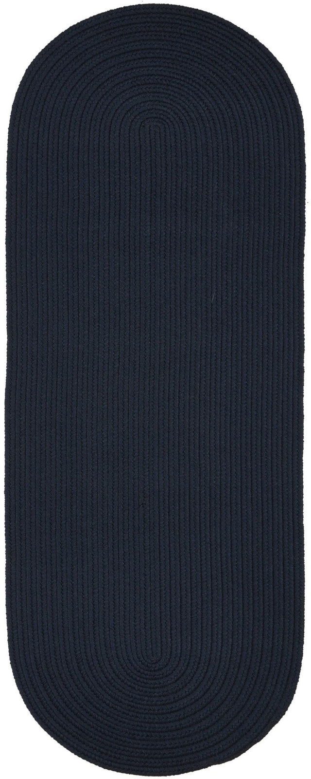 Rhody Rug Solid Poly S012 Navy Braided Rug - Runner