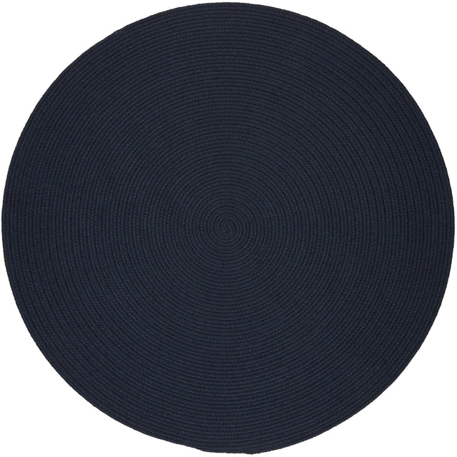 Rhody Rug Solid Poly S012 Navy Braided Rug - Round