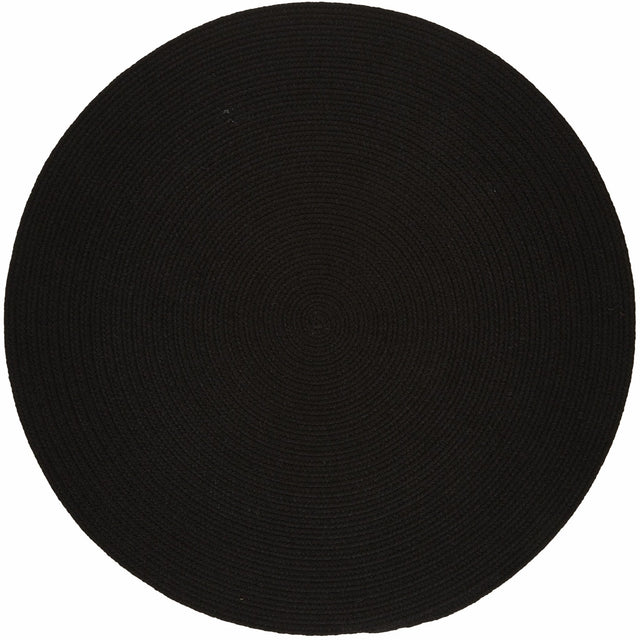 Rhody Rug Solid Poly S016 Black Braided Rug - Round