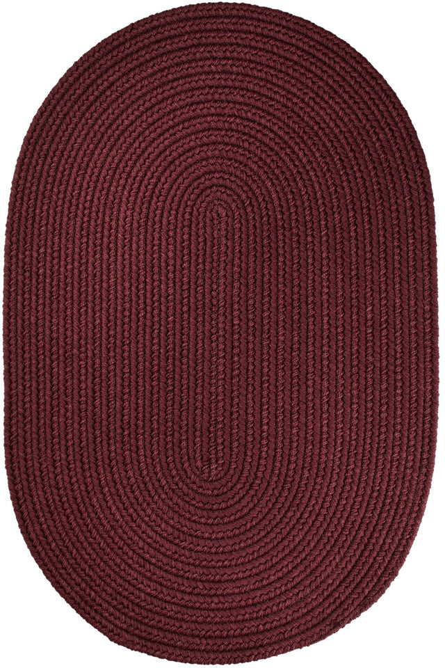 Rhody Rug Solid Poly S022 Burgundy Braided Rug - Oval