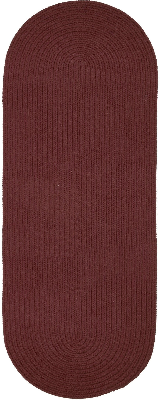 Rhody Rug Solid Poly S022 Burgundy Braided Rug - Runner