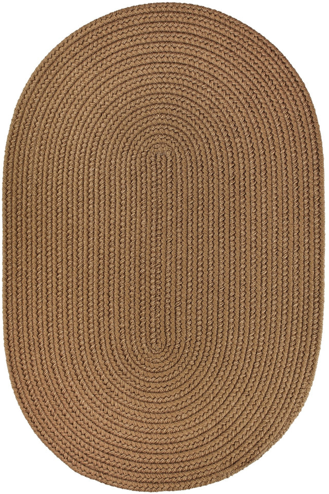 Rhody Rug Solid Poly S025 Lt. Brown Braided Rug - Oval