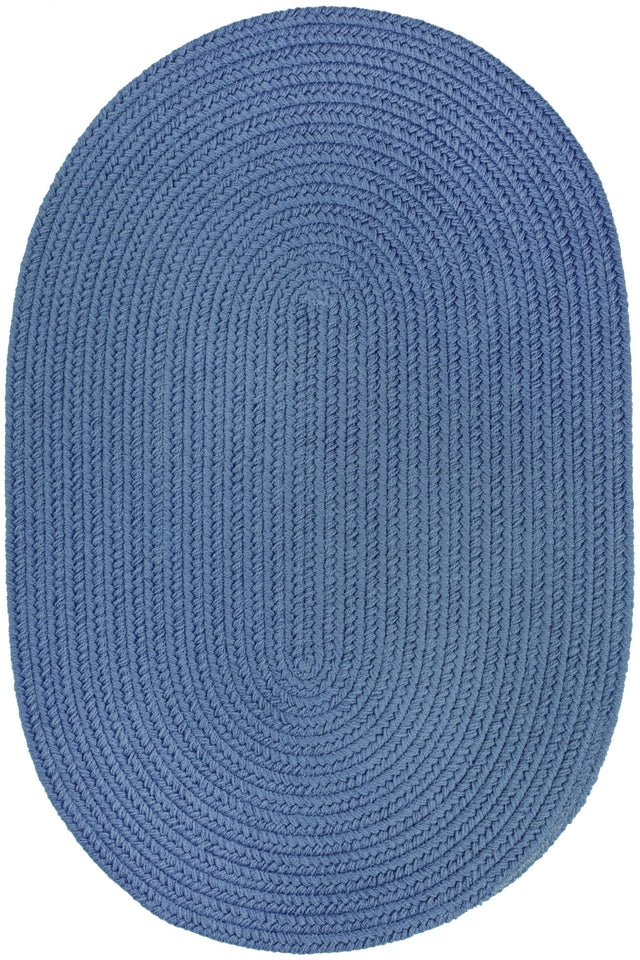 Rhody Rug Solid Poly S028 Marina Blue Braided Rug - Oval