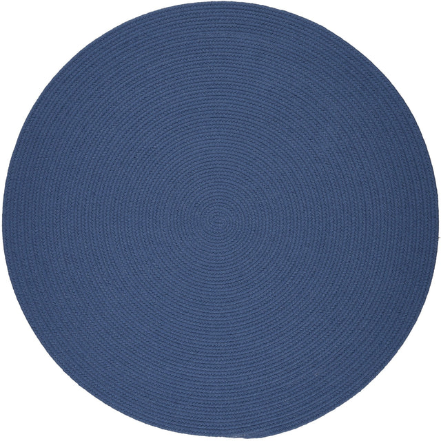 Rhody Rug Solid Poly S028 Marina Blue Braided Rug - Round