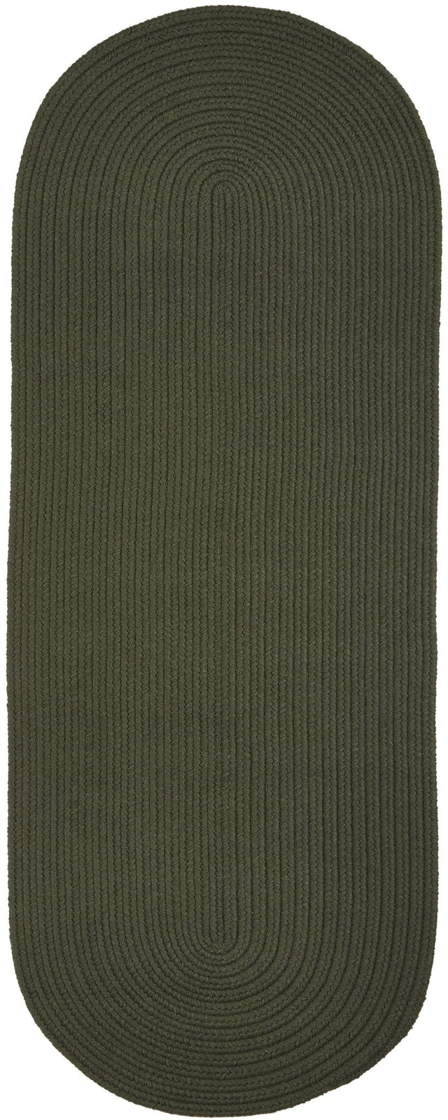 Rhody Rug Solid Poly S029 Dark Sage Braided Rug - Runner
