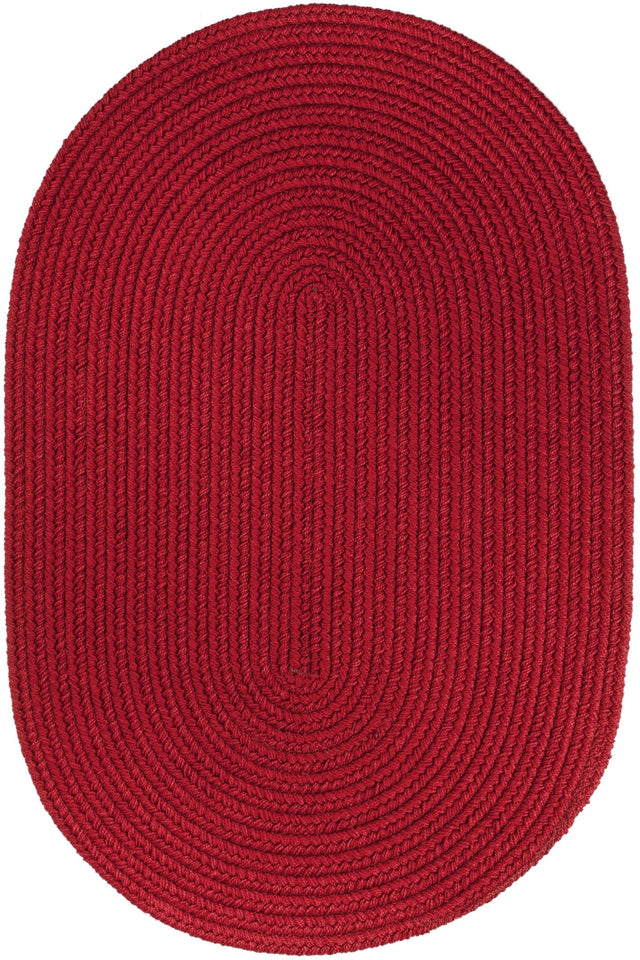 Rhody Rug Solid Poly S045 Brilliant Red Braided Rug - Oval