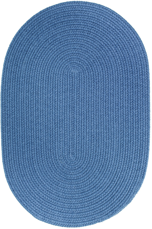 Rhody Rug Solid Poly S052 French Blue Braided Rug - Oval