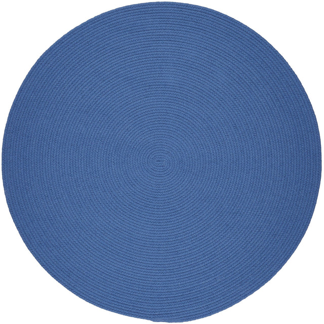 Rhody Rug Solid Poly S052 French Blue Braided Rug - Round