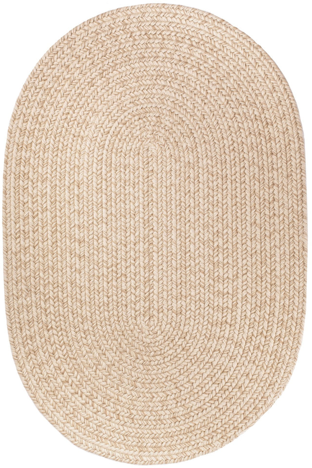 Rhody Rug Solid Wool S100 Sand Braided Rug - Oval