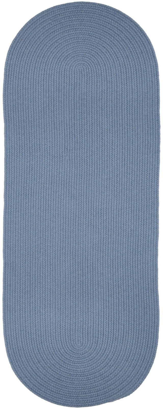 Rhody Rug Solid Wool S103 Blue Bonnet Braided Rug - Runner