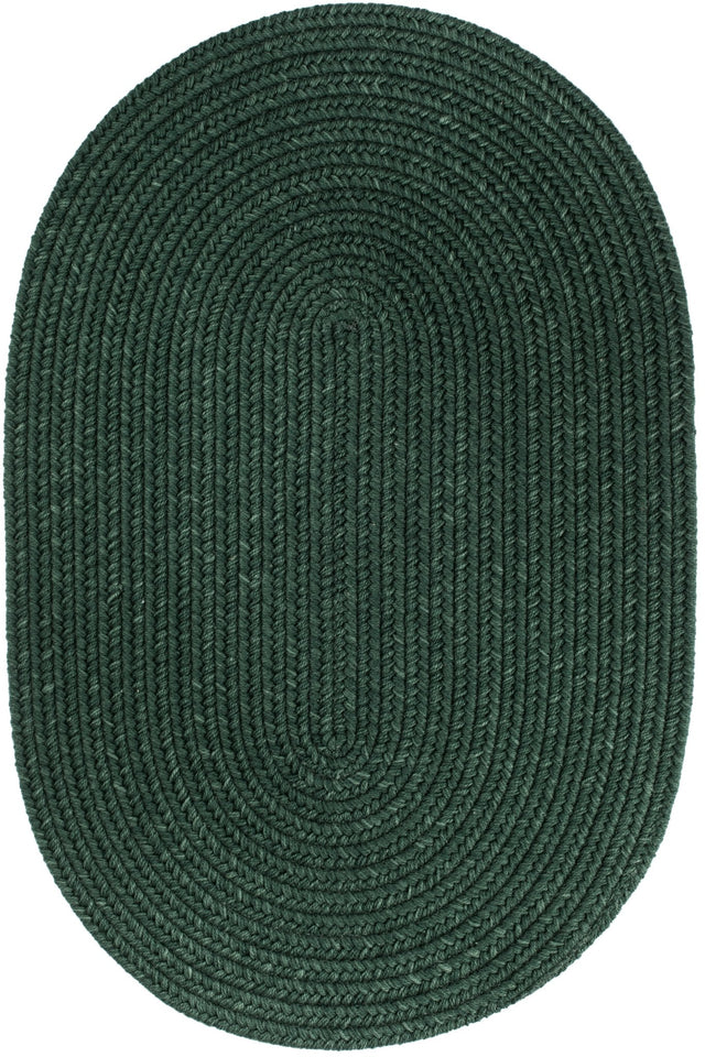 Rhody Rug Solid Wool S105 Hunter Green Braided Rug - Oval