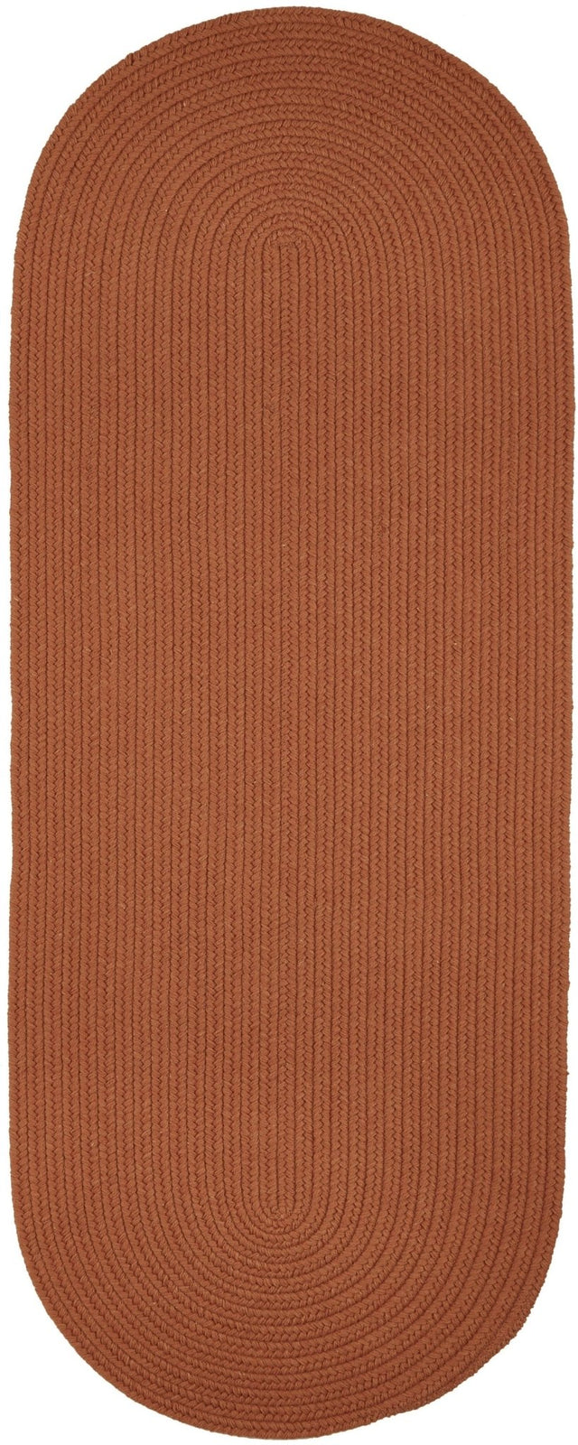 Rhody Rug Solid Wool S108 Terra Cotta Braided Rug - Runner