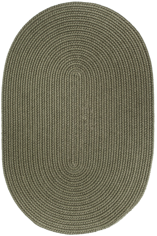Rhody Rug Solid Wool S111 Moss Green Braided Rug - Oval