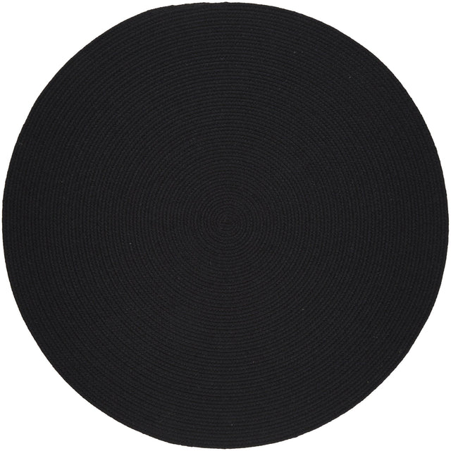 Rhody Rug Solid Wool S112 Black Braided Rug - Round