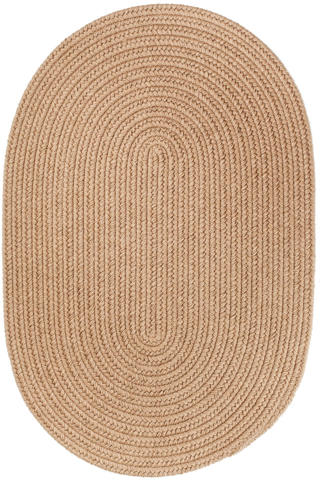 Rhody Rug Solid Wool S114 Taupe Braided Rug - Oval