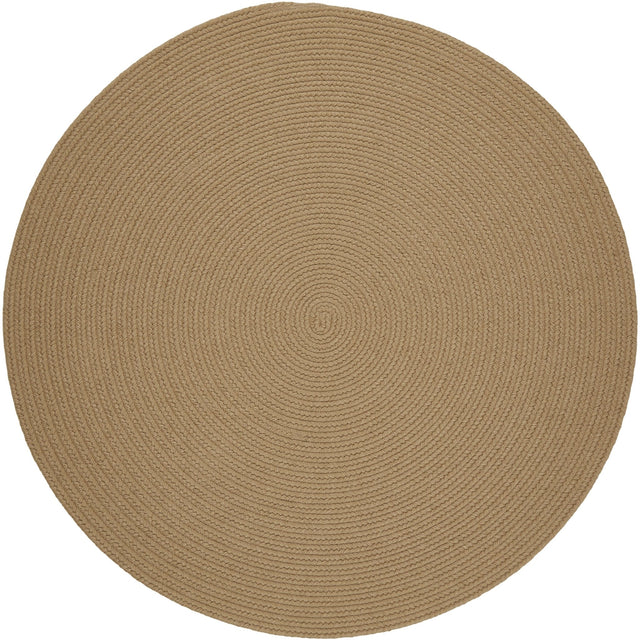 Rhody Rug Solid Wool S114 Taupe Braided Rug - Round