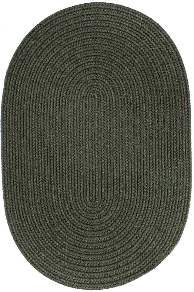 Rhody Rug Solid Wool S129 Dk. Sage Braided Rug - Oval