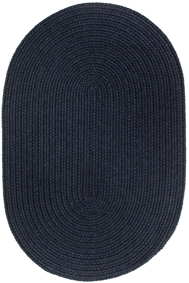 Rhody Rug Solid Wool S156 Navy Braided Rug - Oval