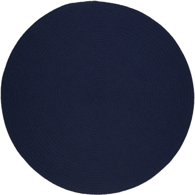 Rhody Rug Solid Wool S156 Navy Braided Rug - Round