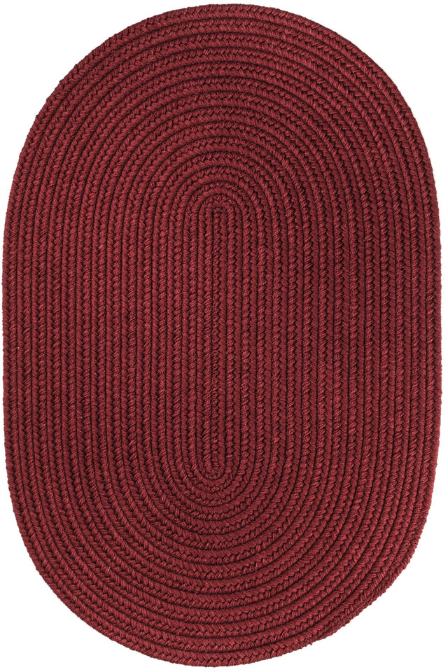 Rhody Rug Solid Wool S157 Red Wine Braided Rug - Oval