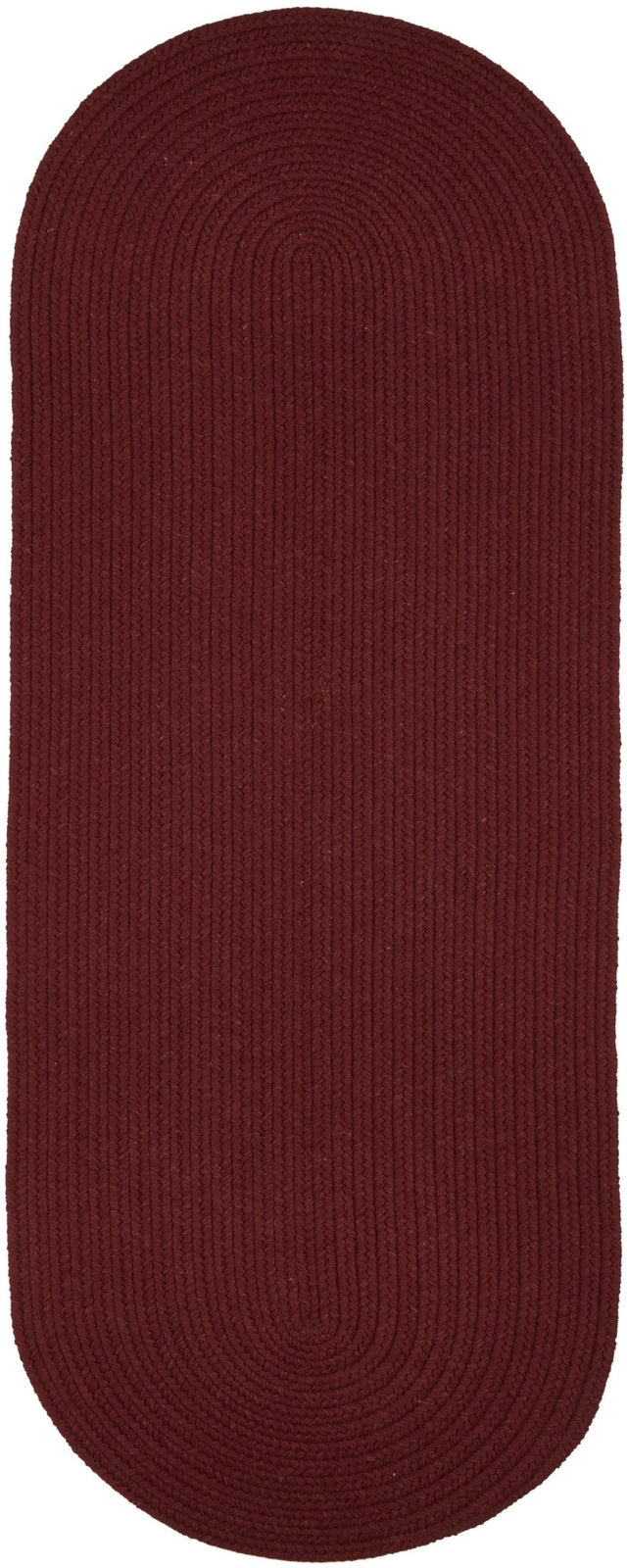 Rhody Rug Solid Wool S157 Red Wine Braided Rug - Runner