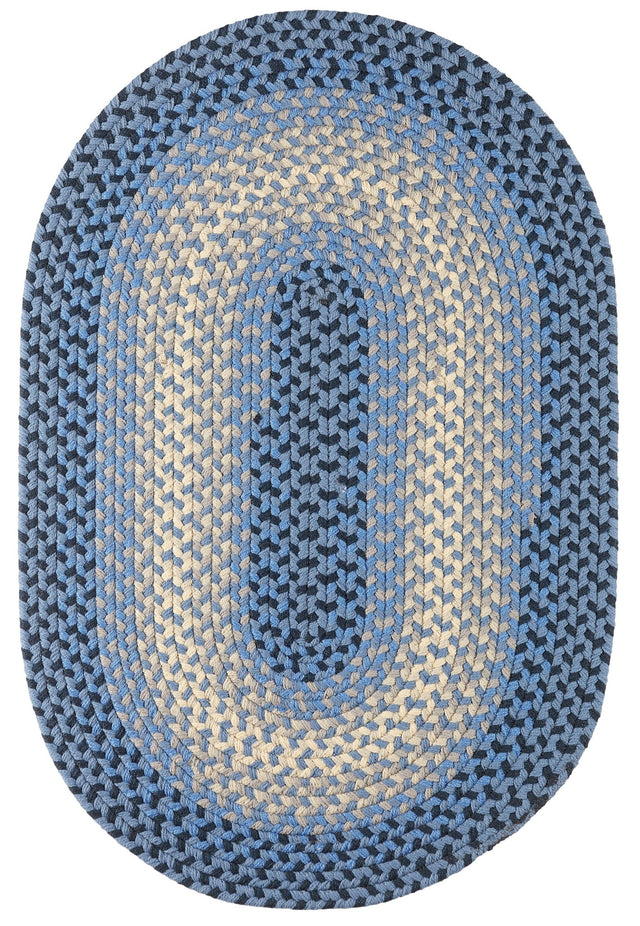 Rhody Rug Twin River TR12 Blue Multi Braided Rug - Oval