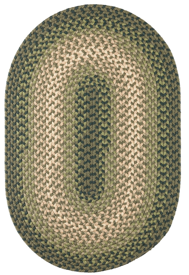 Rhody Rug Twin River TR22 Green Multi Braided Rug - Oval
