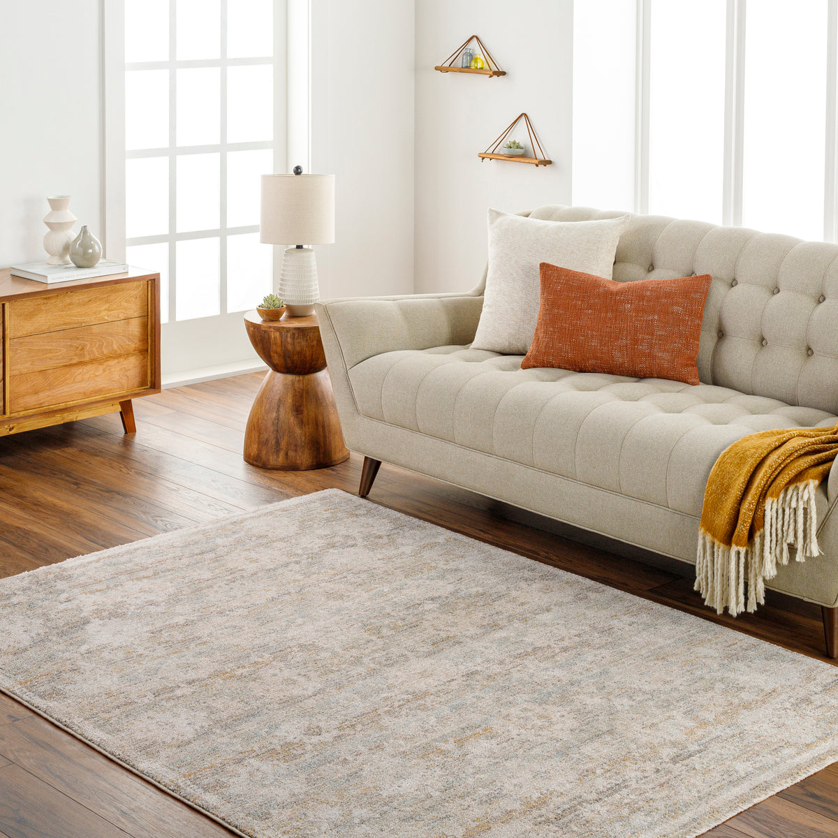Surya Rojin Roj-2304 Ash, Slate Grey Taupe, Light Silver, Khaki, Sage, Metallic - Silver Rug.