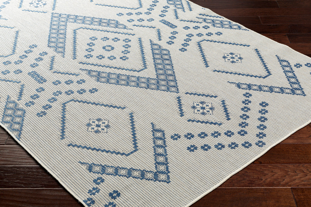 Surya Ravello Rvl-2324 Ivory, Light Beige, Denim, Dark Blue Rug.