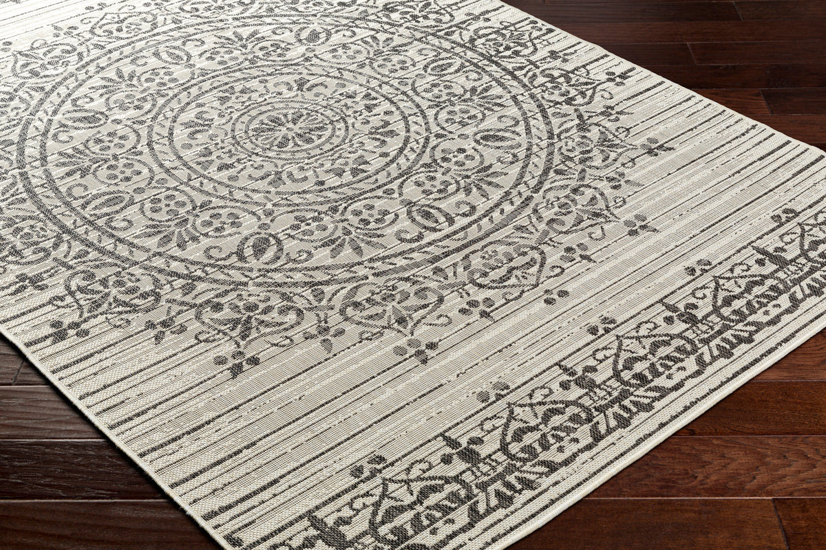 Surya Ravello Rvl-2332 Ivory, Light Beige, Light Gray, Black Rug.