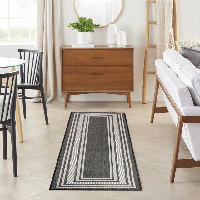 Nourison Horizon Indoor/Outdoor HOZ03 Black Contemporary Area Rugs