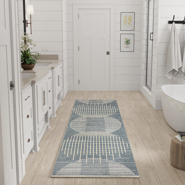 Nourison Astra Machine Washable ASW03 Machine Made Blue Rug