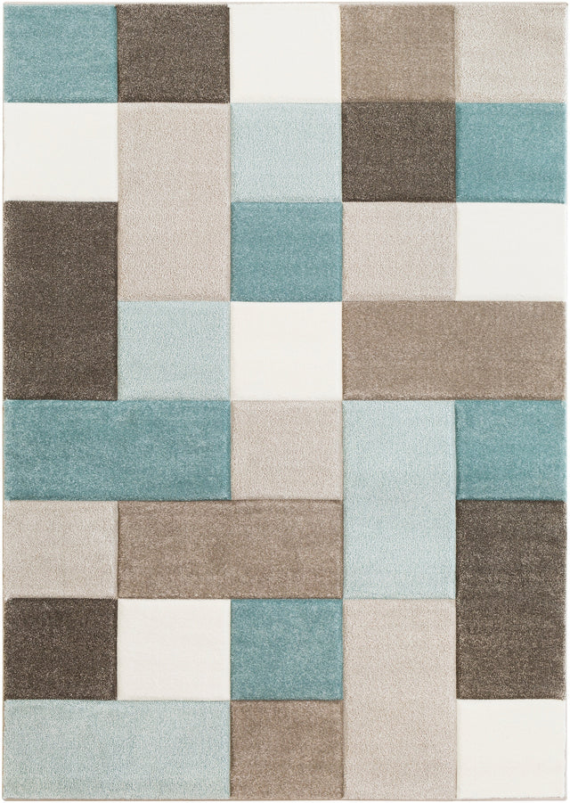 Surya Santa Monica Sac-2300 Aqua, Dark Brown, Taupe, White Rugs.